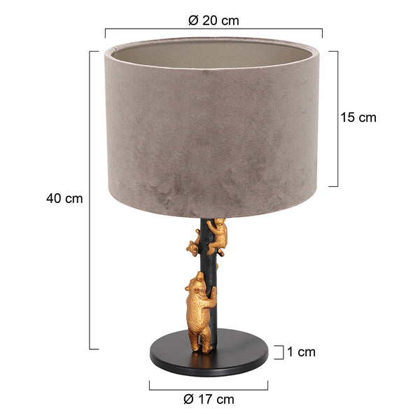 Tafellamp animaux 8234zw - stijlvol accent grijze velours kap