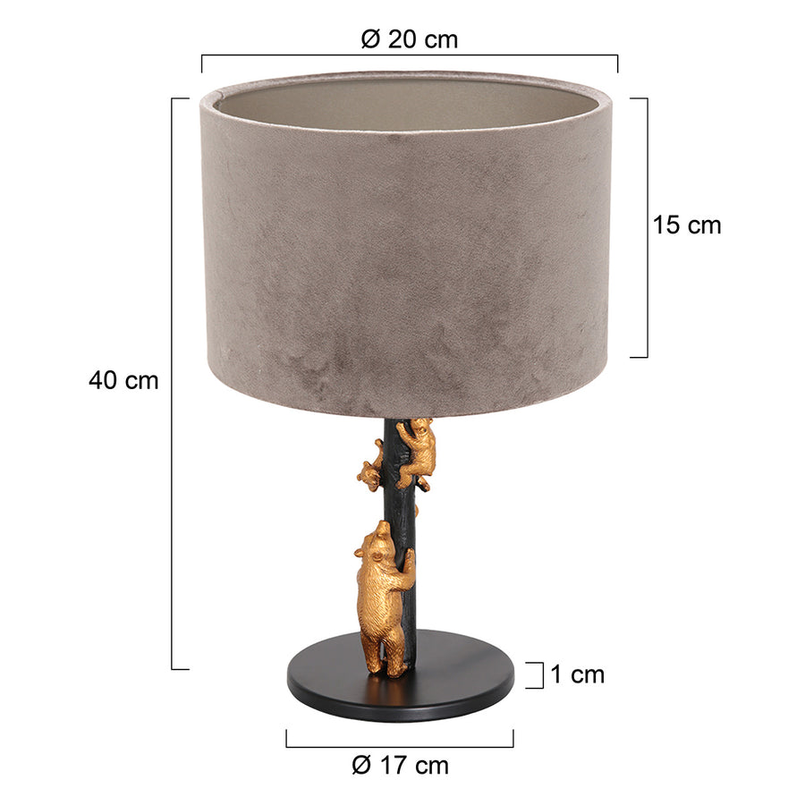 Tafellamp animaux 8234zw - stijlvol accent grijze velours kap