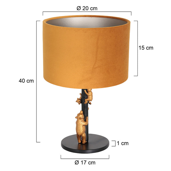 Tafellamp animaux 8235zw - warme luxe goudkleurige velours kap