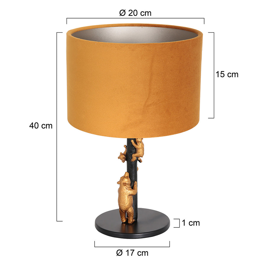 Tafellamp animaux 8235zw - warme luxe goudkleurige velours kap
