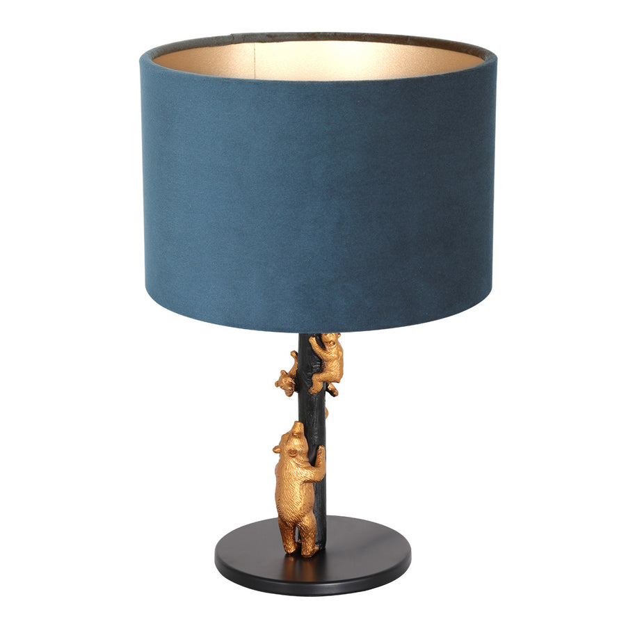 Tafellamp animaux 8236zw - chic detail met blauwe velours kap
