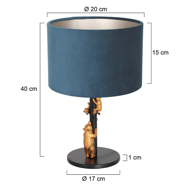 Tafellamp animaux 8236zw - chic detail met blauwe velours kap