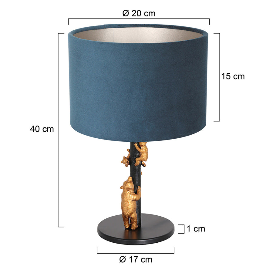 Tafellamp animaux 8236zw - chic detail met blauwe velours kap