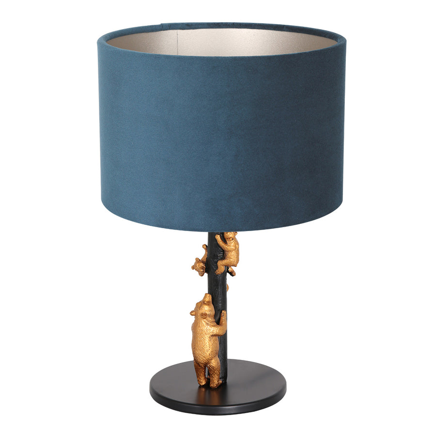 Tafellamp animaux 8236zw - chic detail met blauwe velours kap
