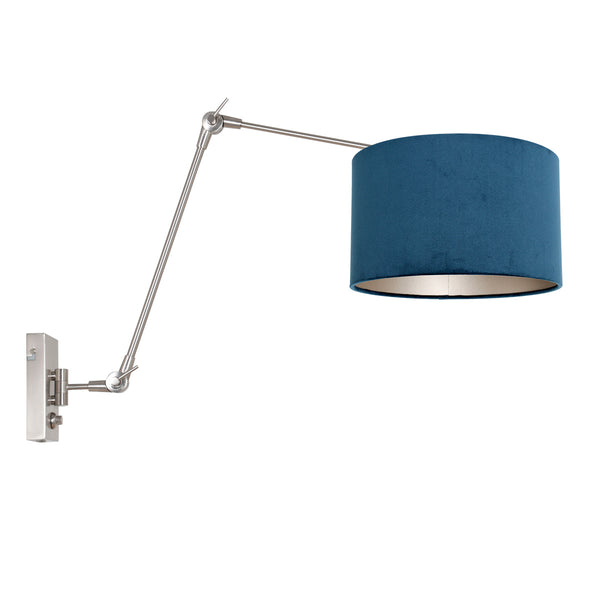 Wandlamp Prestige Chic 7396ST+K7396ZS Staal-Fluweel Blauw
