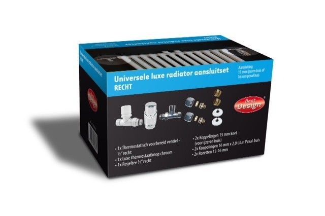 Luxe radiator-aansluitset Recht universeel (DS-BLAUW)