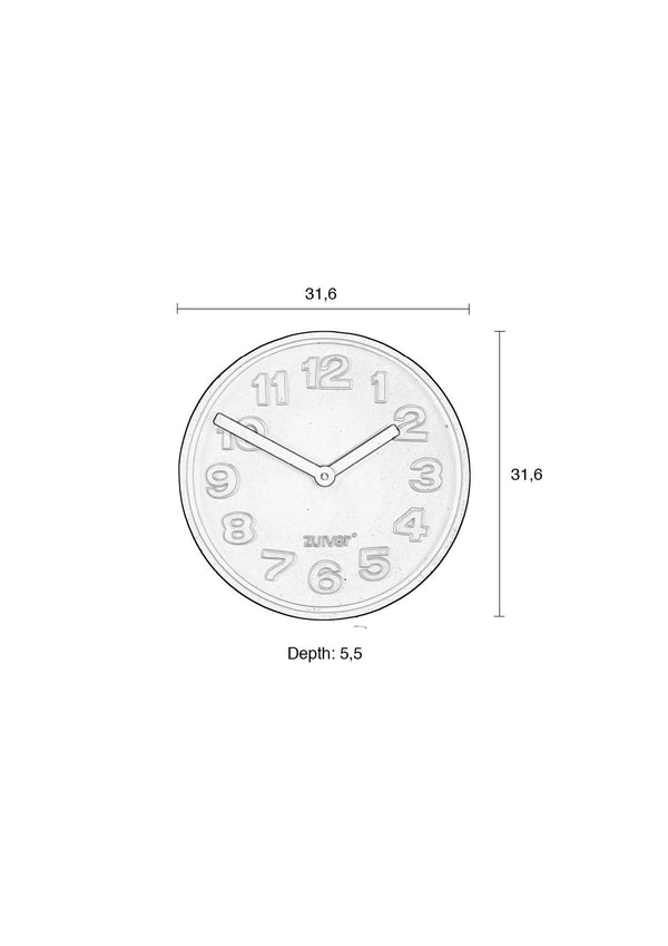Klok Beton Time Zwart (set van 2)