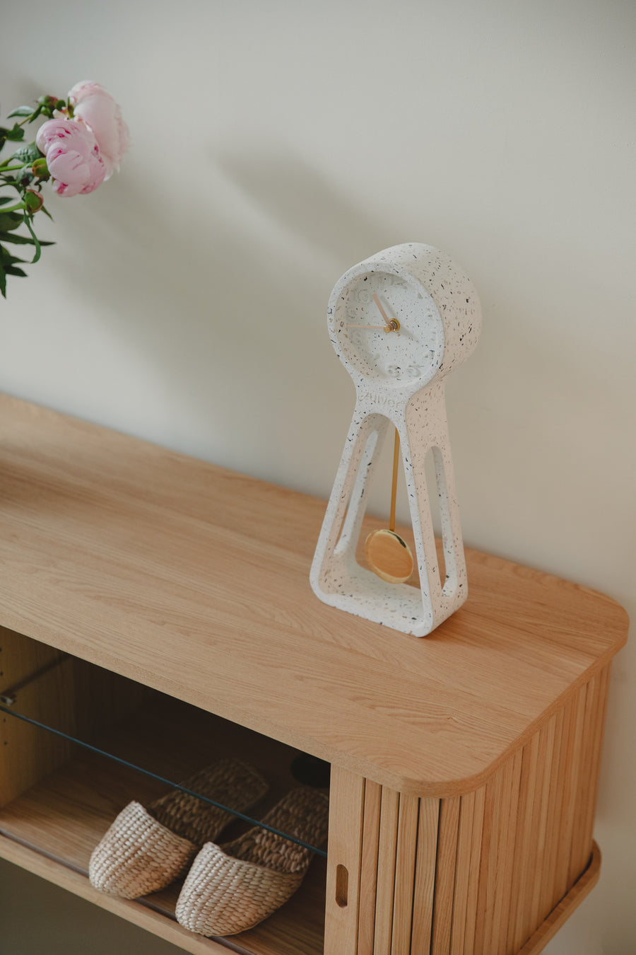 Klok Pendulum Time Terrazzo Wit (set van 4)