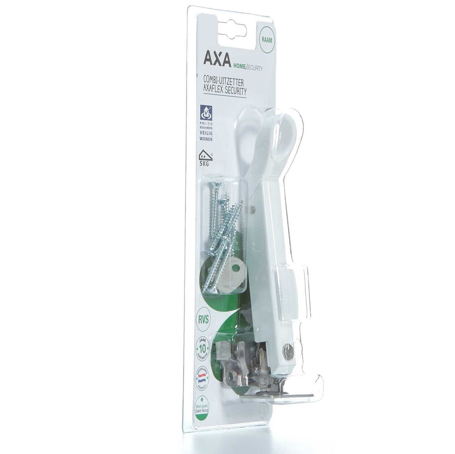 Veiligheids combi-raamuitzetter AXAflex Security/RVS wit/kunststof wit/SKG2/bl