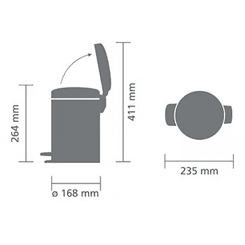 NewIcon Pedaalemmer 3 ltr, Matt Steel