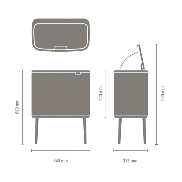 Bo Touch Bin 11+23 ltr, White