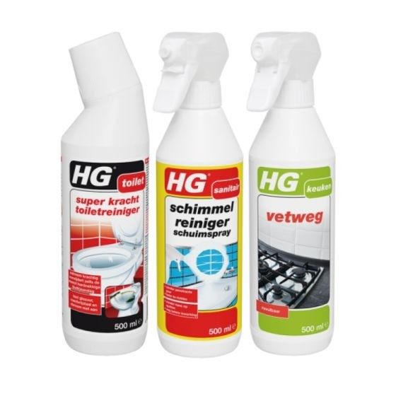 3 HG toppers vetweg - schimmelreiniger - toiletreiniger