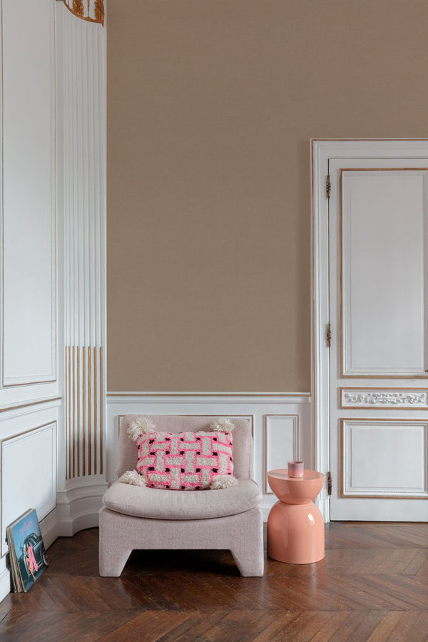 Vliesbehang Linnen Touch plain terracotta
