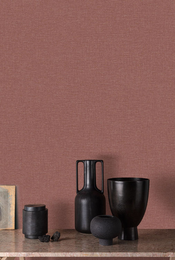 Vliesbehang Linnen Touch plain red