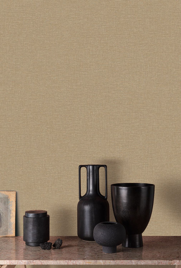 Vliesbehang Linnen Touch plain brown