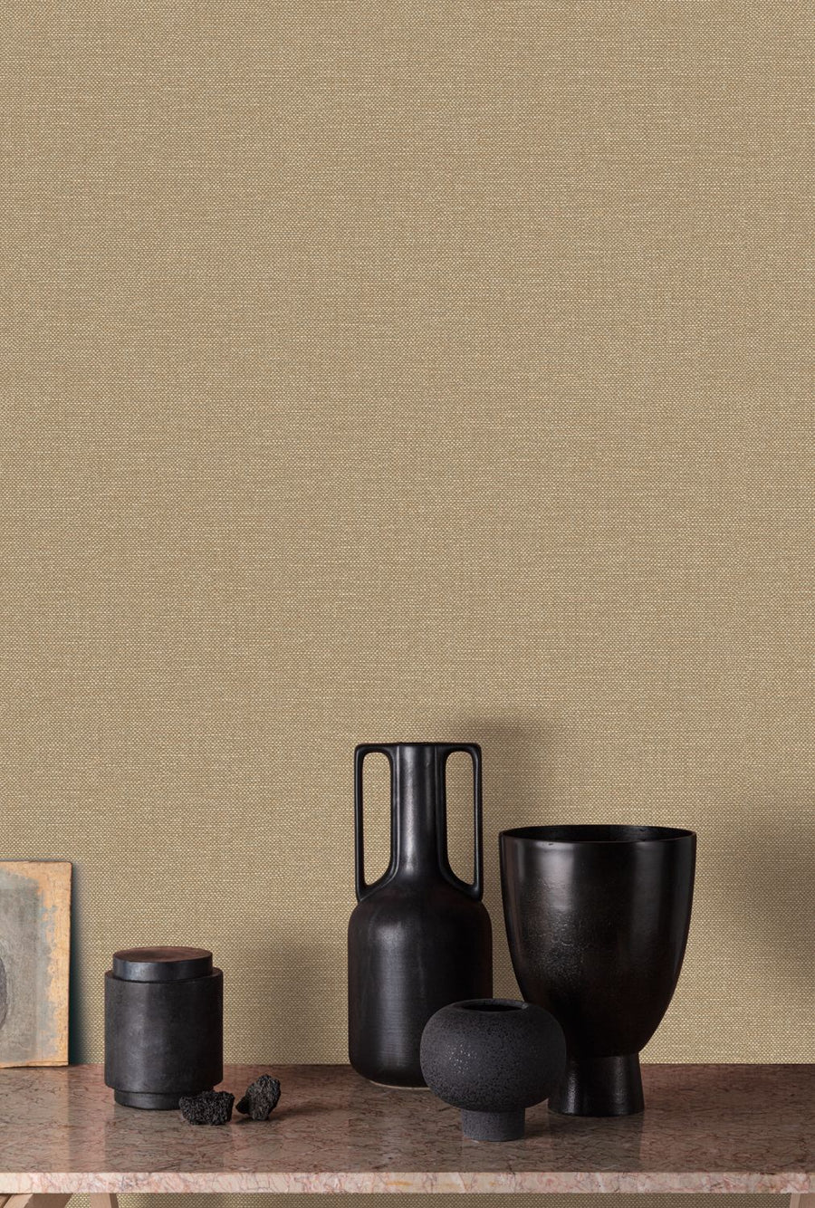Vliesbehang Linnen Touch plain brown