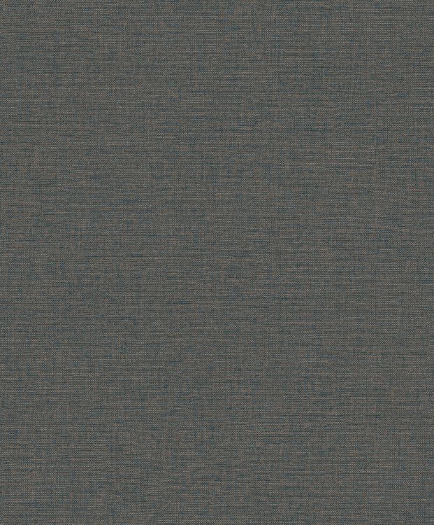 Vliesbehang Linen & Textures effen linnenstructuur - Blauw/goud