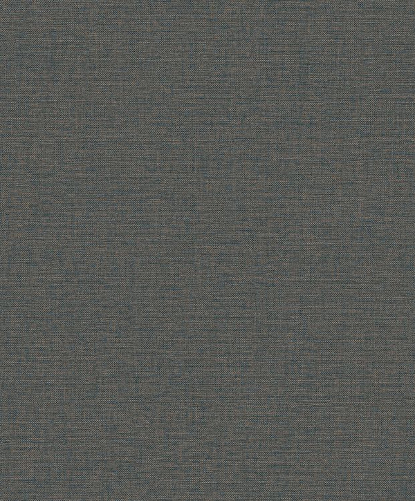 Vliesbehang Linen & Textures effen linnenstructuur - Blauw/goud
