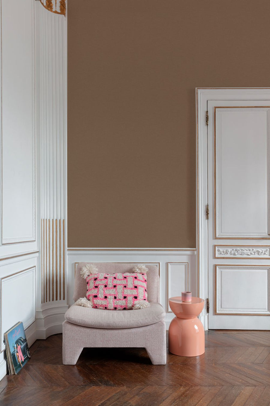 Vliesbehang Linnen Touch plain brown/copper