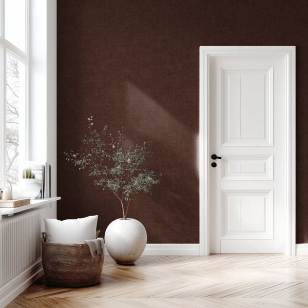 Vliesbehang Linen & Textures 2 effen textielstructuur - Rood