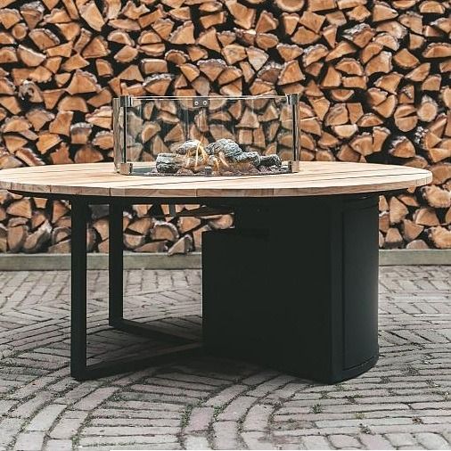 Cosiloft 120 round black frame / teak top