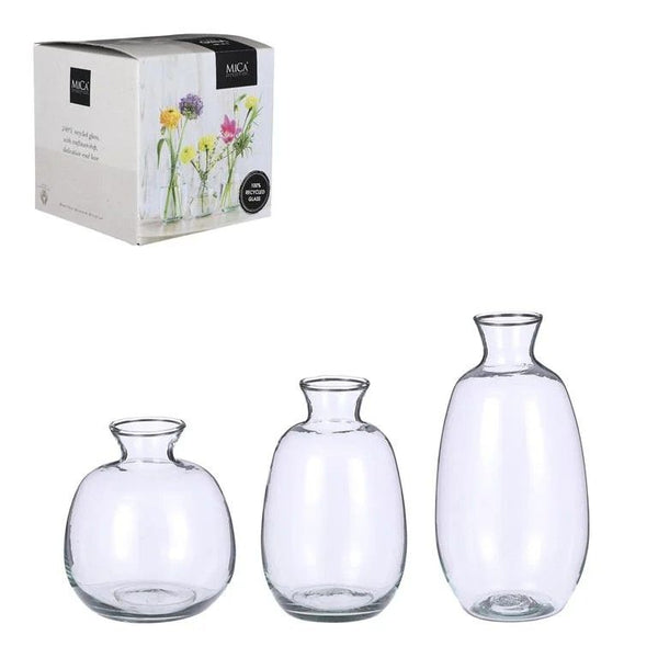 Gina vaas transparant 3 stuks in giftbox - h17,5xd9cm