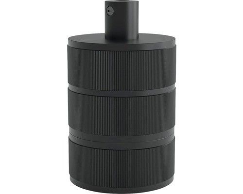 Lampholder E27 Aluminium 3 rings model matt black, cylinder cable clamp, max.250V-60W