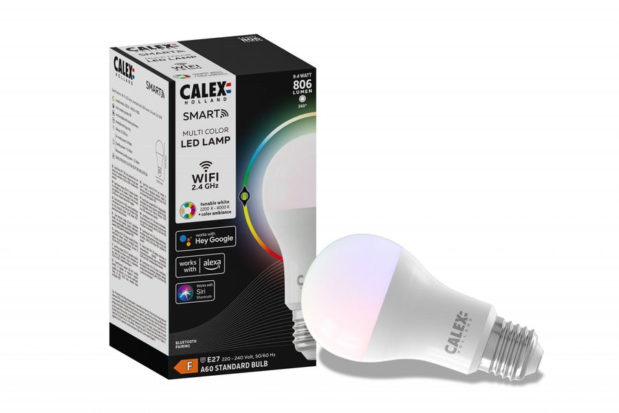 Smart Led Gls-lamp A60 E27220-240V 8,5W 806lm 2200-4000K+RGB, energy label A+