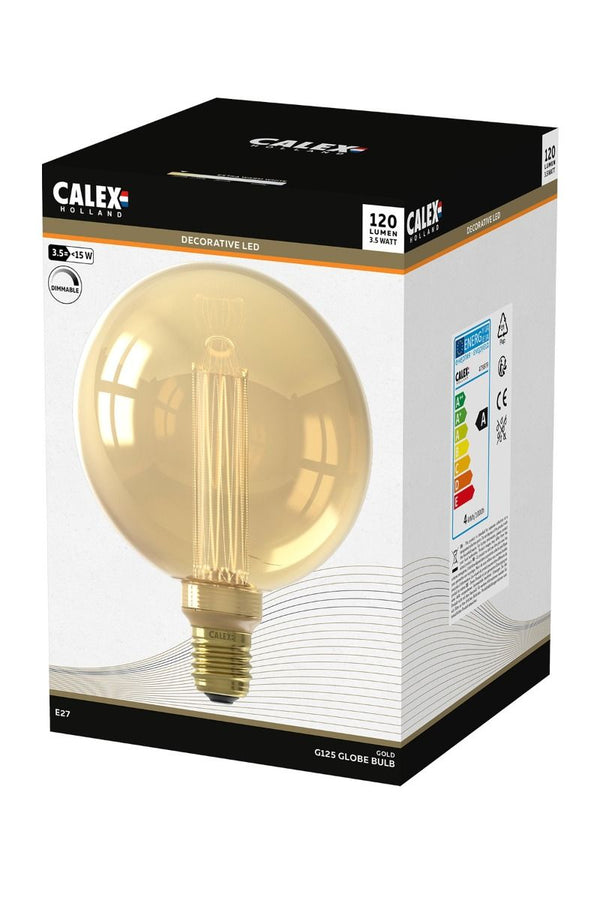 Led Glassfiber Globe lamp G125 220-240V 3,5W E27 120lm 1800K Gold dimmable, energy label A