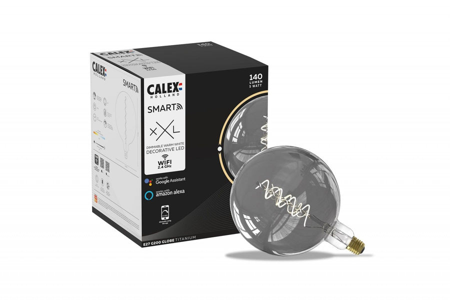 Calex Smart Led G200 Titanium 220-240V 5W 130LM 2100K E27, energy label B