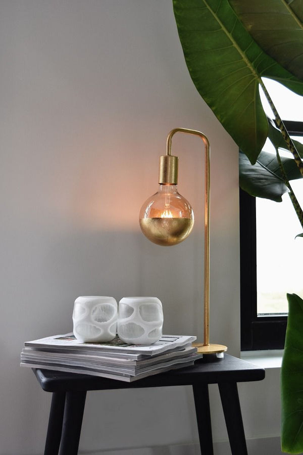 U-Line tafellamp goud E27 met aan/uit schakelaar, max 1*60W incl., hoogte 53 cm voet dia 15 cm, 150cm kabel