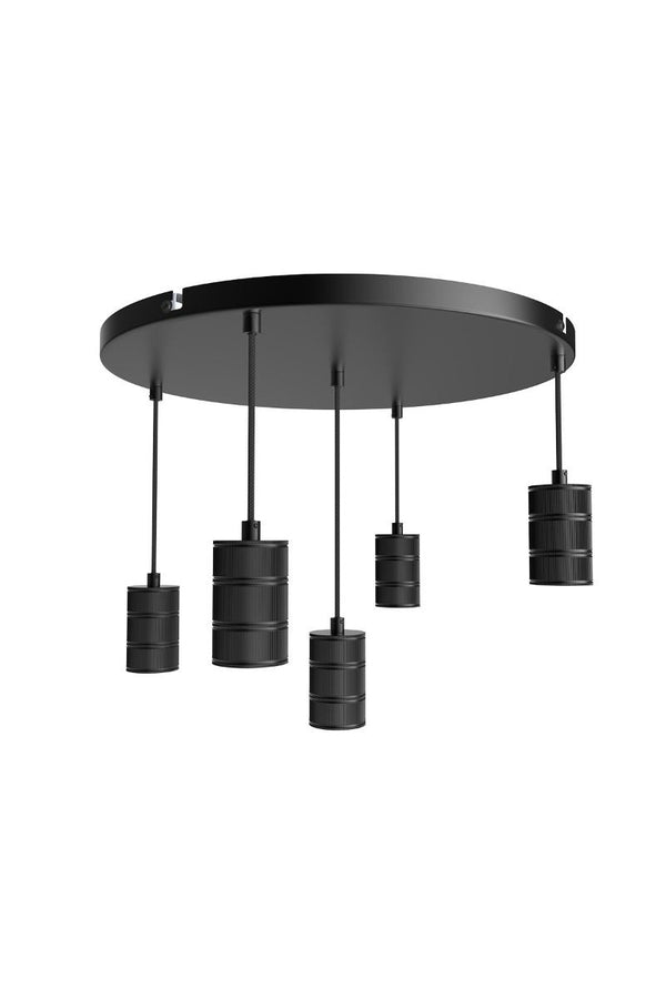 Calex Retro pendant with Ceiling plate dia 500mm, black fittings 5xE27 (2 mtr wire)