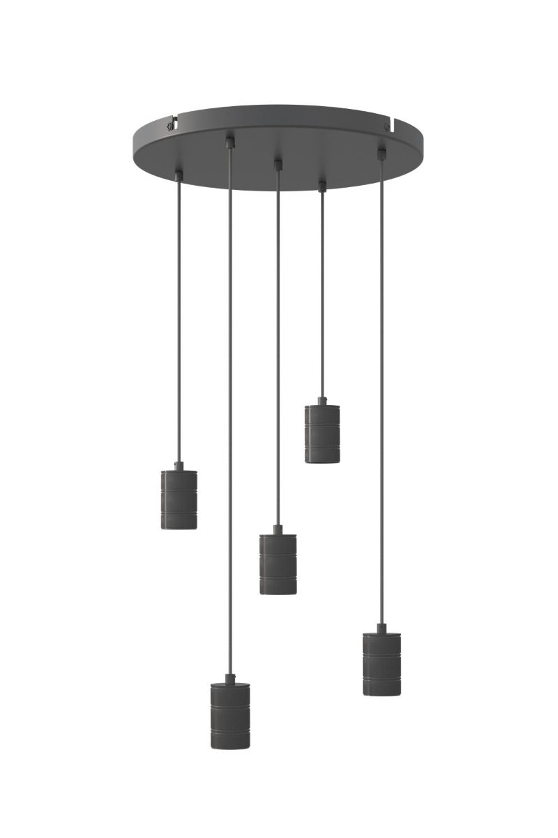 Calex Retro pendant with Ceiling plate dia 500mm, black fittings 5xE27 (2 mtr wire)