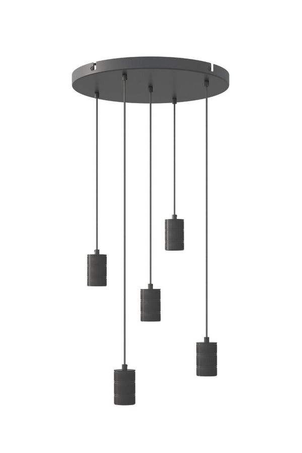 Calex Retro pendant with Ceiling plate dia 500mm, black fittings 5xE27 (2 mtr wire)