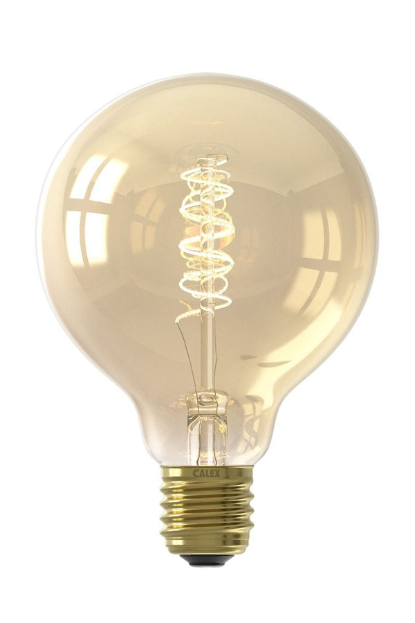 Calex led volglas flex filament globelamp 220-240v 55w 470lm e27 g95 goud 2100k dimbaar