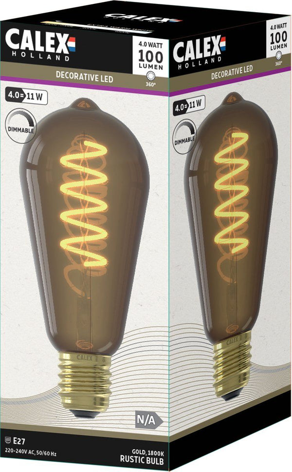 Rustiek ST64 Natural Flex Filament 220-240V 4W 100lm 1800K E27 Dimbaar met LED dimmer