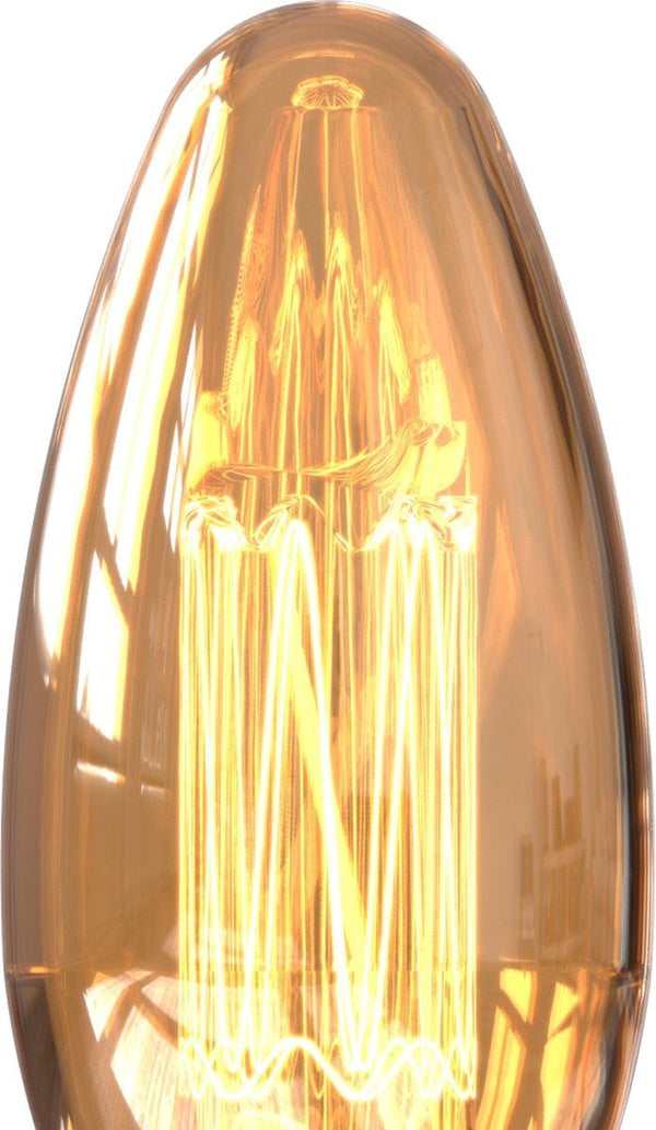 LED Glassfiber C35 Kaars Goud SMD 220-240V 2.3W 65lm 1800K E14 Dimbaar met LED dimmer