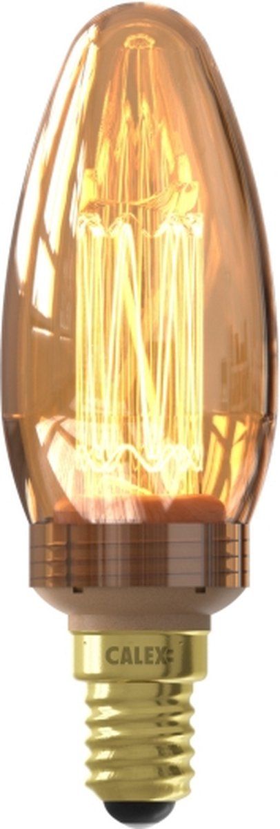 LED Glassfiber C35 Kaars Goud SMD 220-240V 2.3W 65lm 1800K E14 Dimbaar met LED dimmer