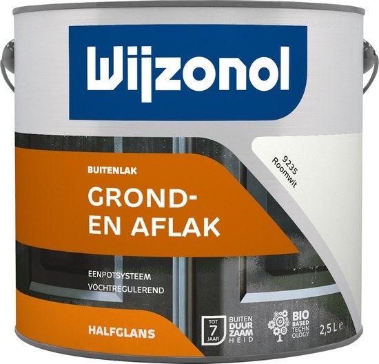 Wijzonol Grond- en Aflak in ??n 9235 Roomwit 2,5 Liter
