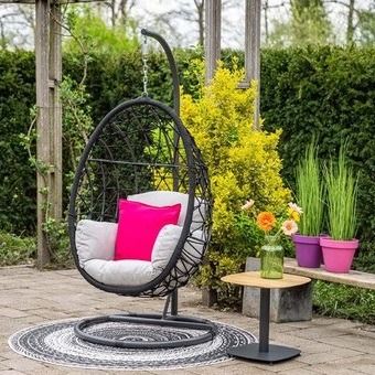 Panama swing chair egg rope zwart/valley sand