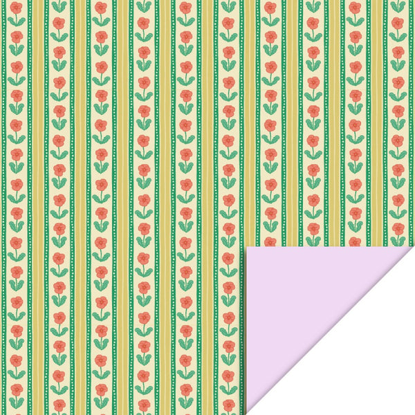 Floral Stripe - Pastel Pink
