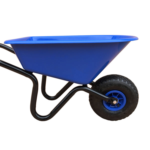 Kinderkruiwagen blauw - bak 60 x 44 x 25/15 cm