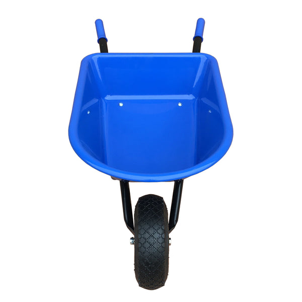 Kinderkruiwagen blauw - bak 60 x 44 x 25/15 cm