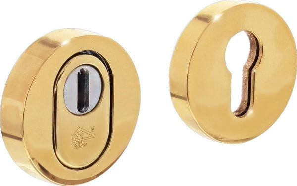 SKG3 veiligheidsrozetten rond verdekt ?55x12mm profielcilindergat met kerntrekbeveiliging messing ongelakt