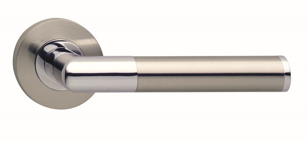 Deurkruk Bastian op rozet verdekt ?52x10mm met nokken chroom/nikkel mat