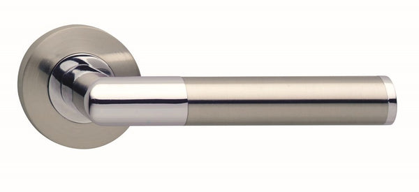 Deurkruk Bastian op rozet verdekt ?52x10mm met nokken chroom/nikkel mat