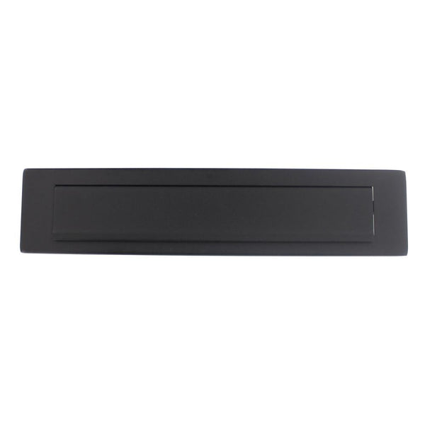 Briefplaat rechthoekig 340x75mm met klep/regenrand structuur zwart