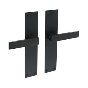 Deurkruk Amsterdam met schild rechthoekig 250x55x2mm blind structuur zwart