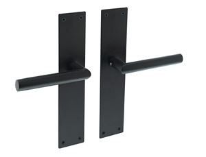 Deurkruk Jura met schild rechthoekig 250x55x2mm blind structuur zwart