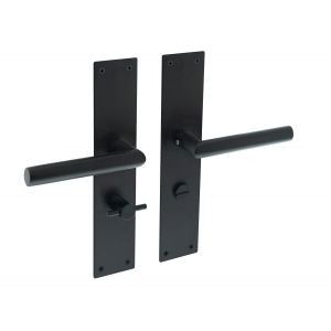 Deurkruk Jura met schild rechthoekig 250x55x2mm wc 63/8mm structuur zwart